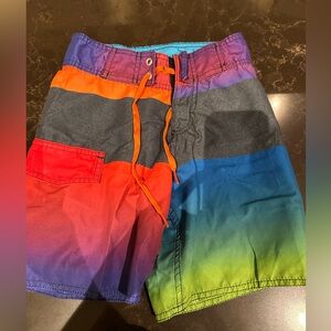 Boys Size Small Blue Red Yellow Black Swimming Trunks